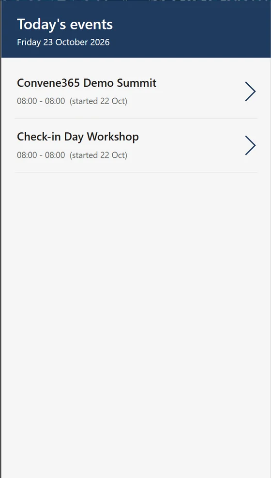 Check-in app event selection